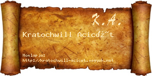 Kratochwill Acicét névjegykártya